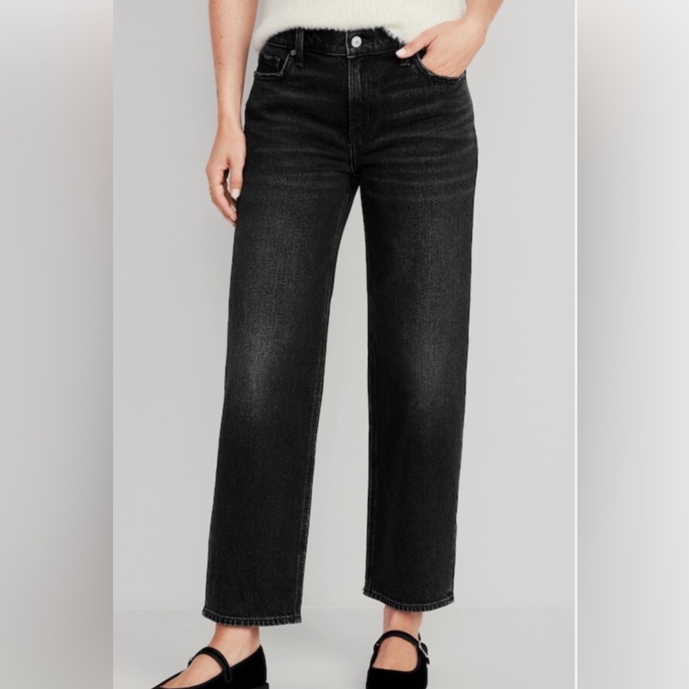 OLD NAVY Mid-Rise Boyfriend Loose Black Women's Jeans - 00